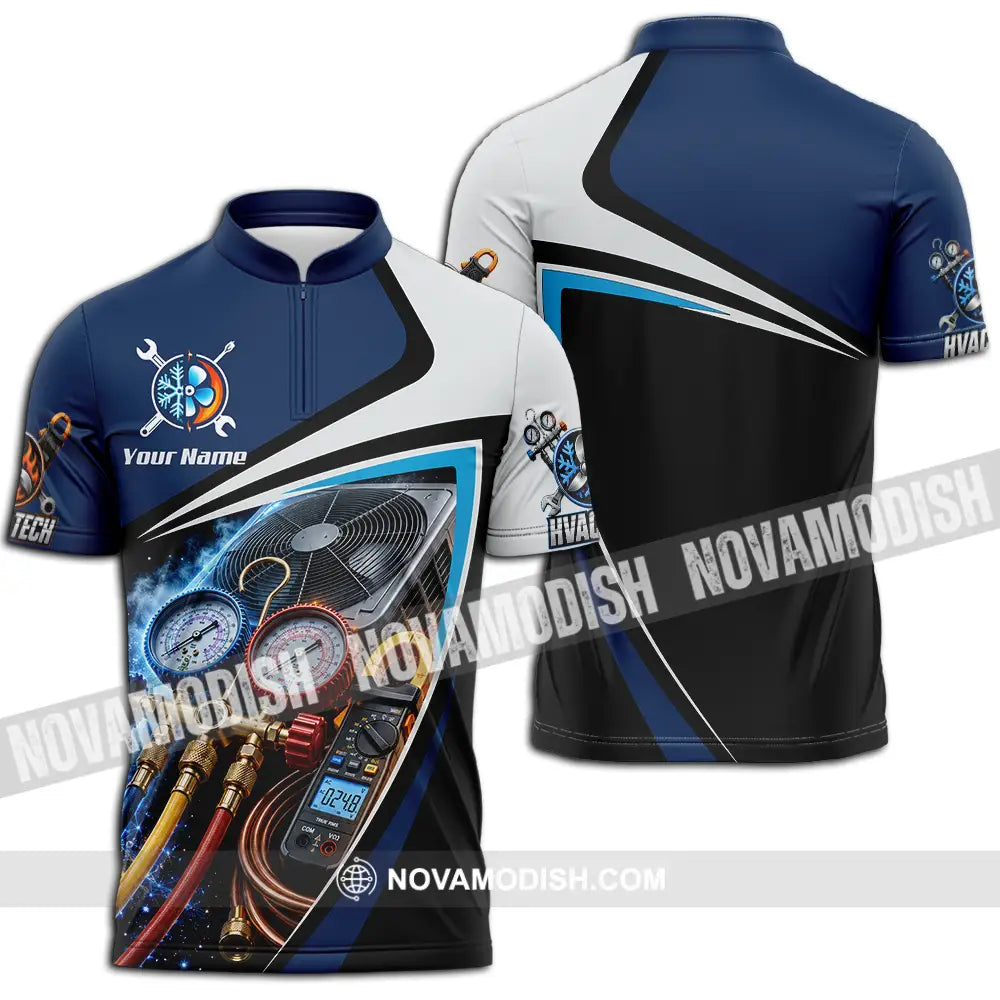 Unisex Shirt - Custom HVAC Tech Shirt - Zipper Polo Shirt / S - T-shirt