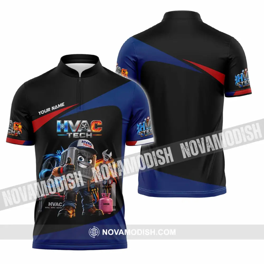 Unisex Shirt - Custom HVAC Tech Shirt - Zipper Polo Shirt / S - T-shirt