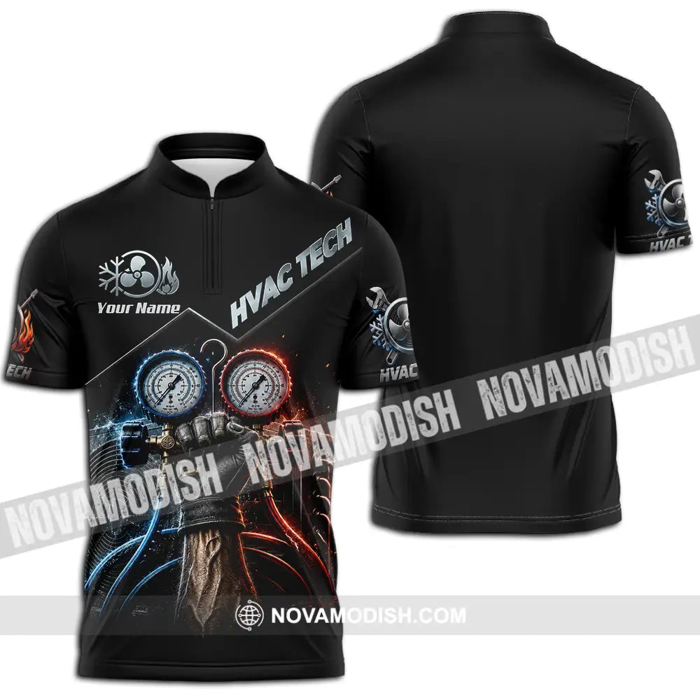 Unisex Shirt - Custom HVAC Tech Shirt - Zipper Polo Shirt / S - T-shirt