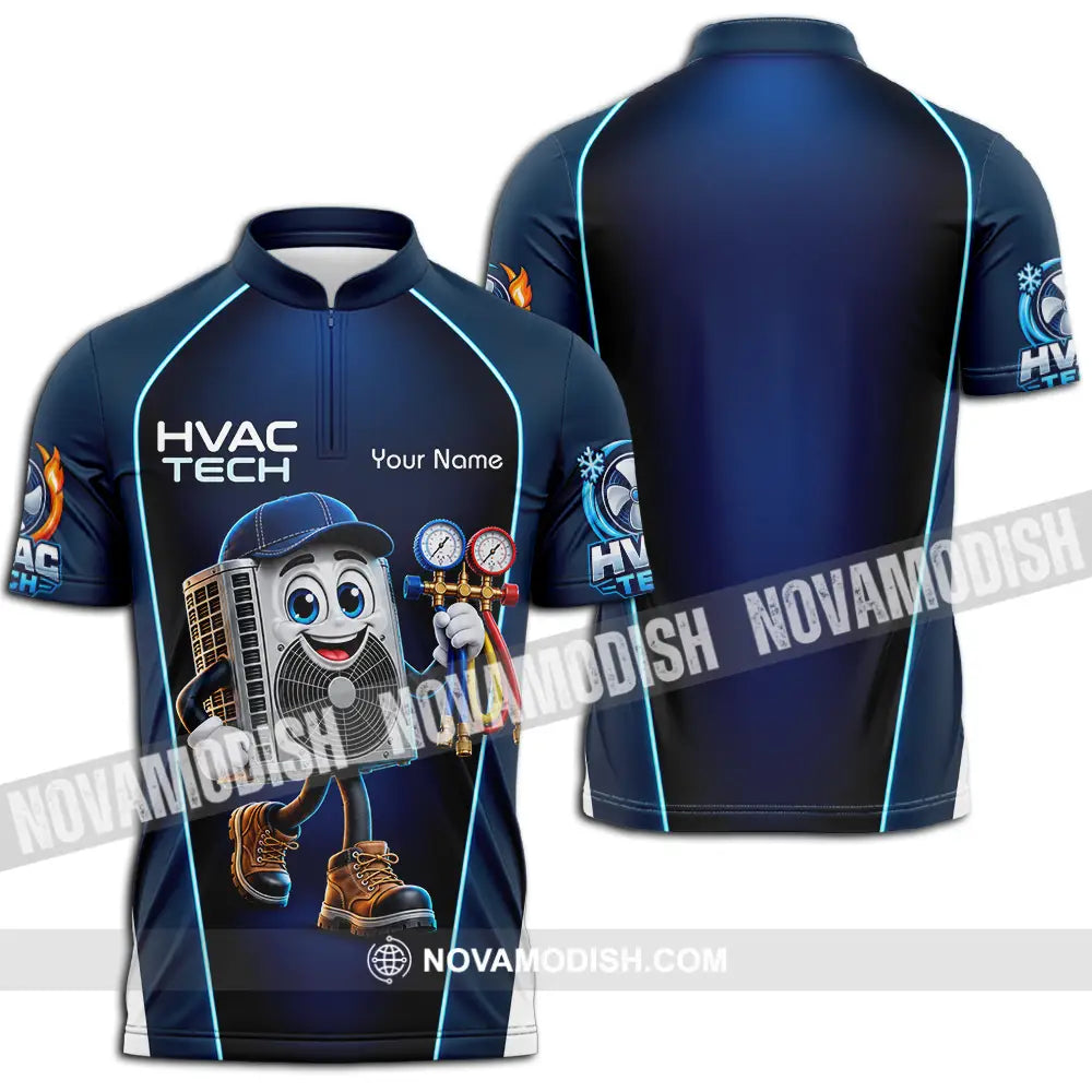Unisex Shirt - Custom HVAC Tech Shirt - Zipper Polo Shirt / S - T-shirt