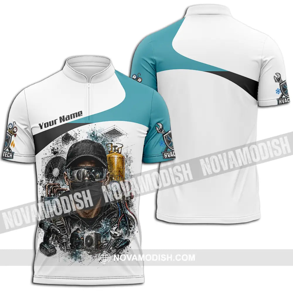 Unisex Shirt - Custom HVAC Tech Shirt - Zipper Polo Shirt / S - T-shirt