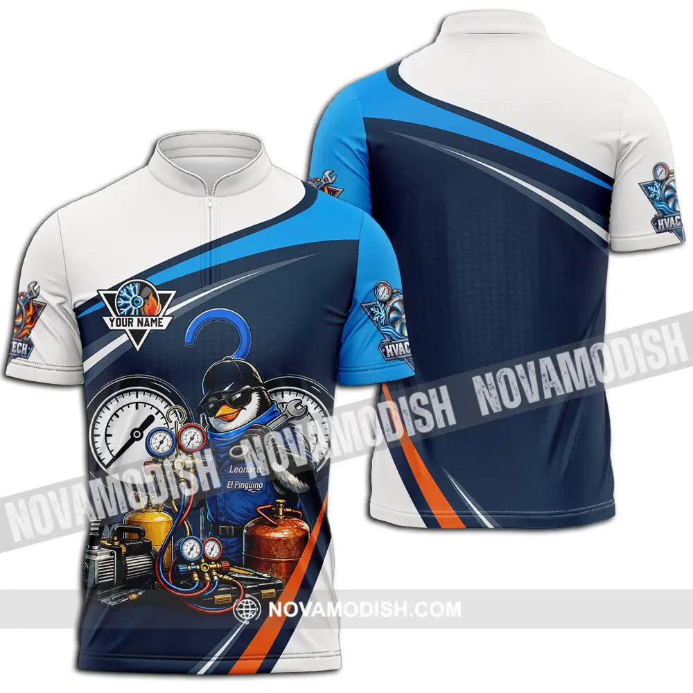 Unisex Shirt - Custom HVAC Tech Shirt - Zipper Polo Shirt / S - T-shirt