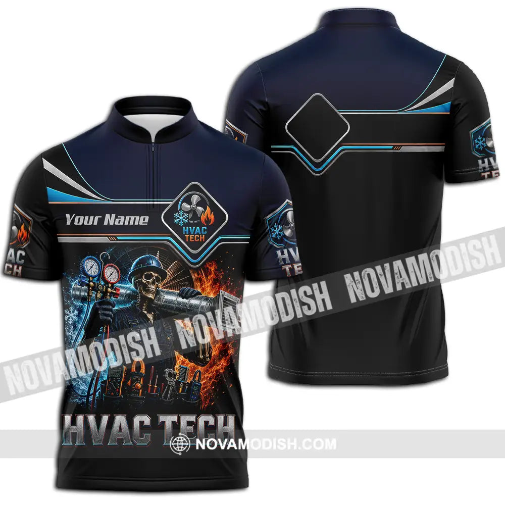 Unisex Shirt - Custom HVAC Tech Shirt - Zipper Polo Shirt / S - T-shirt