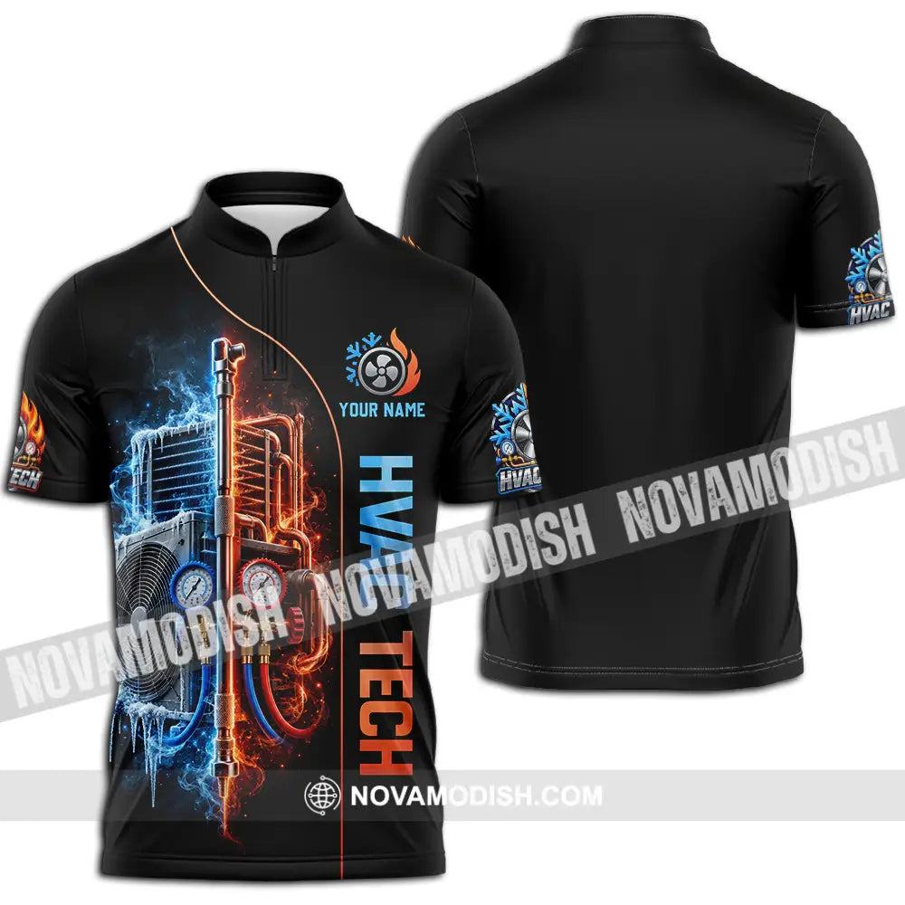 Unisex Shirt - Custom HVAC Tech Shirt - Zipper Polo Shirt / S - T-shirt