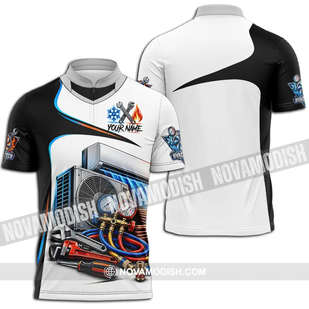 Unisex Shirt - Custom HVAC Tech Shirt - Zipper Polo Shirt / S - T-shirt