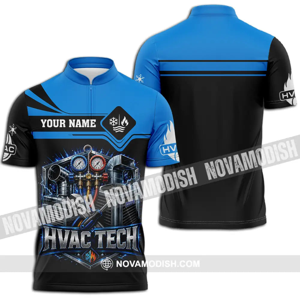 Unisex Shirt - Custom Hvac Tech Shirt - Zipper Polo Shirt / S - T-shirt