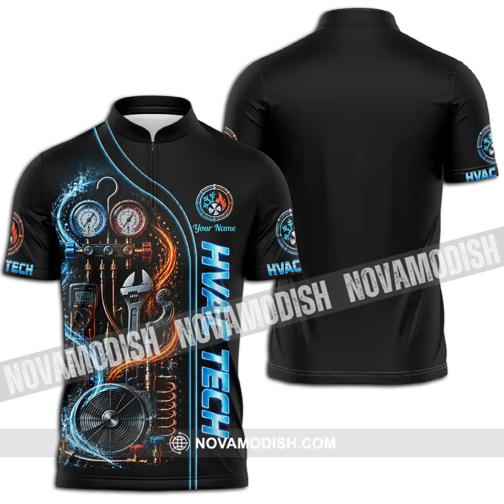 Unisex Shirt - Custom HVAC Tech Shirt - Zipper Polo Shirt / S - T-shirt