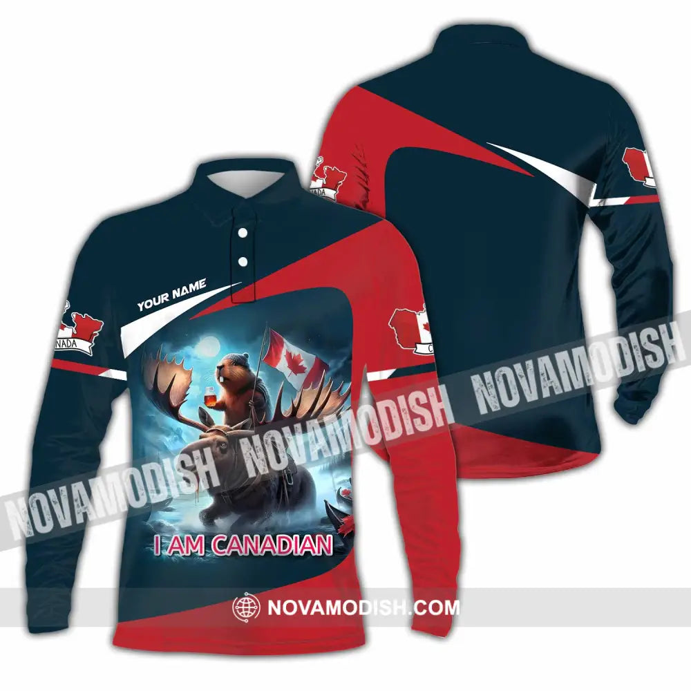 Unisex Shirt - Custom I Am Canadian Shirt Long Sleeve Polo / S T-shirt
