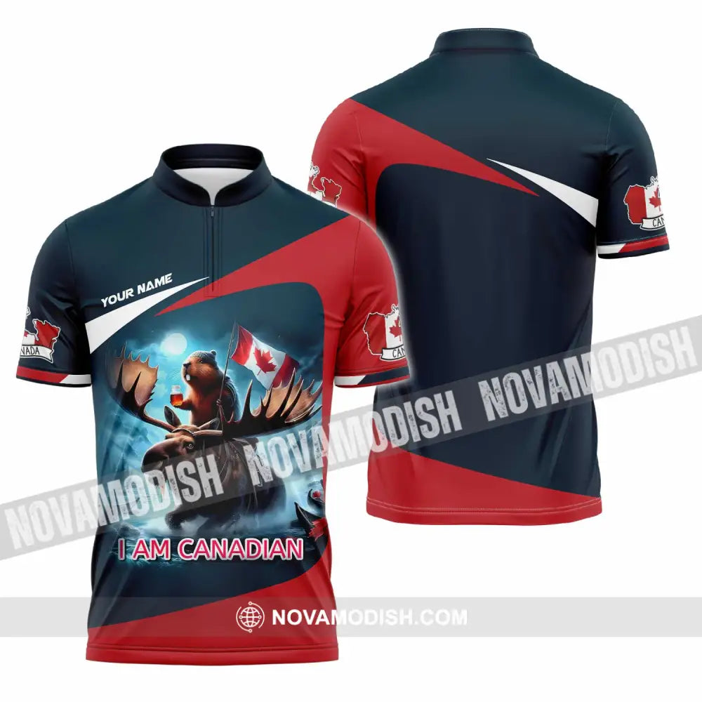Unisex Shirt - Custom I Am Canadian Shirt Zipper Polo Shirt / S T-shirt