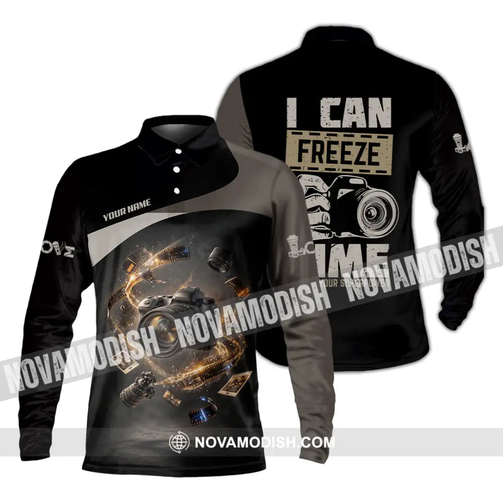 Unisex Shirt - Custom I Can Freeze Time Shirt - Long Sleeve Polo / S - T-shirt