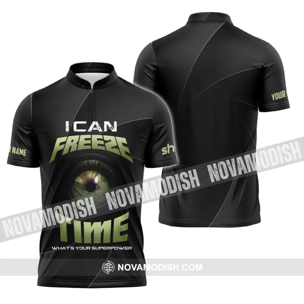 Unisex Shirt - Custom I Can Freeze Time Shirt - Zipper Polo Shirt / S - T-shirt