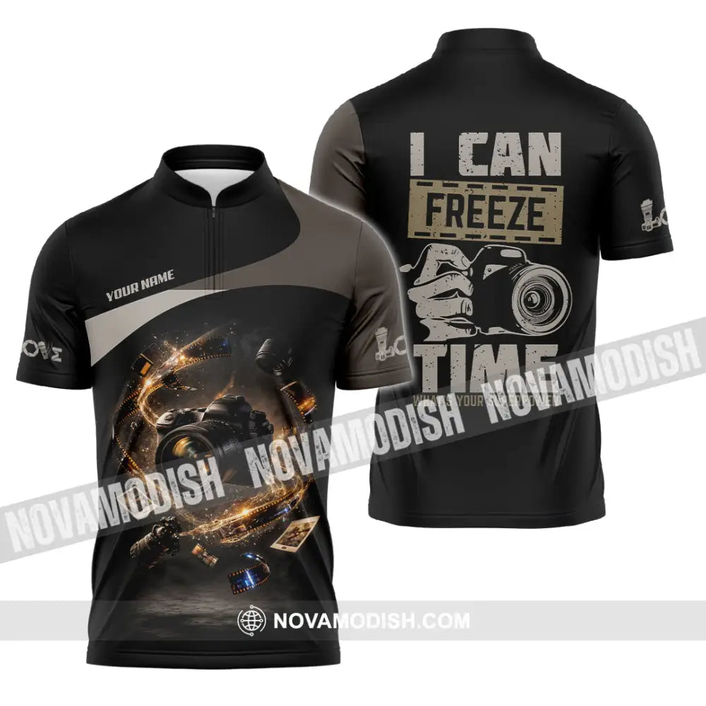 Unisex Shirt - Custom I Can Freeze Time Shirt - Zipper Polo Shirt / S - T-shirt