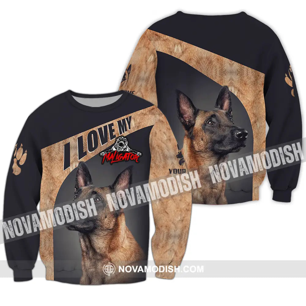 Unisex Shirt - Custom I Love My Belgian Malinois Pet Lover Shirt Long Sleeve / S T-shirt