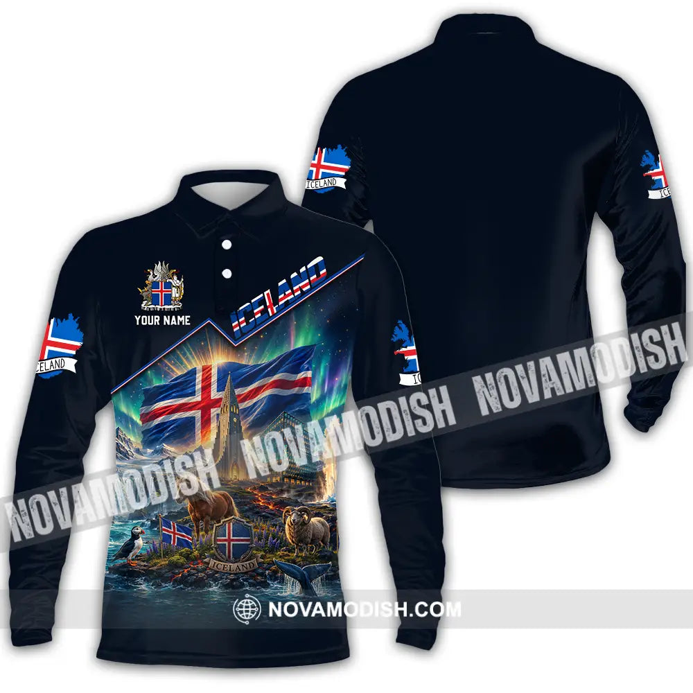 Unisex Shirt - Custom Iceland Shirt - Long Sleeve Polo / S - T-shirt