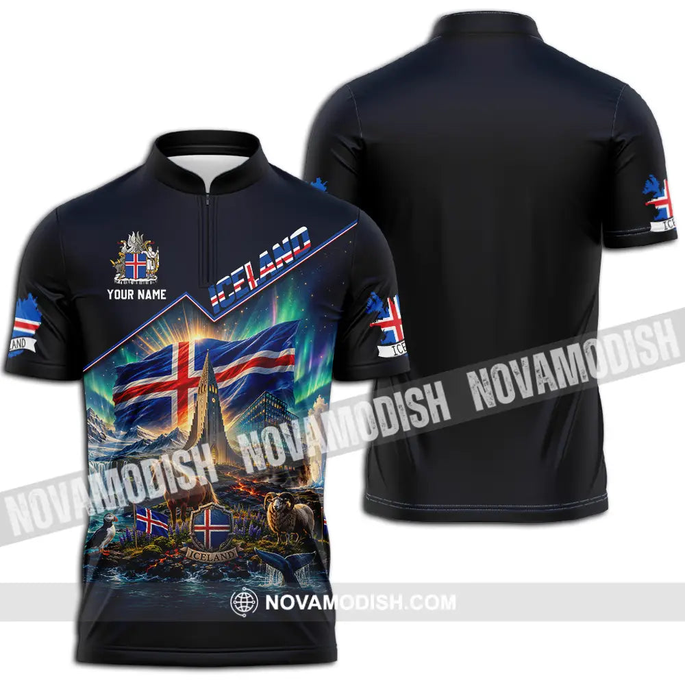 Unisex Shirt - Custom Iceland Shirt - Zipper Polo Shirt / S - T-shirt