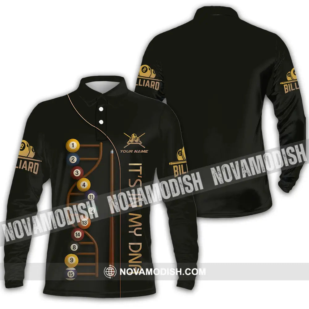 Unisex Shirt - Custom In My DNA Billiard Shirt Long Sleeve Polo / S T-shirt