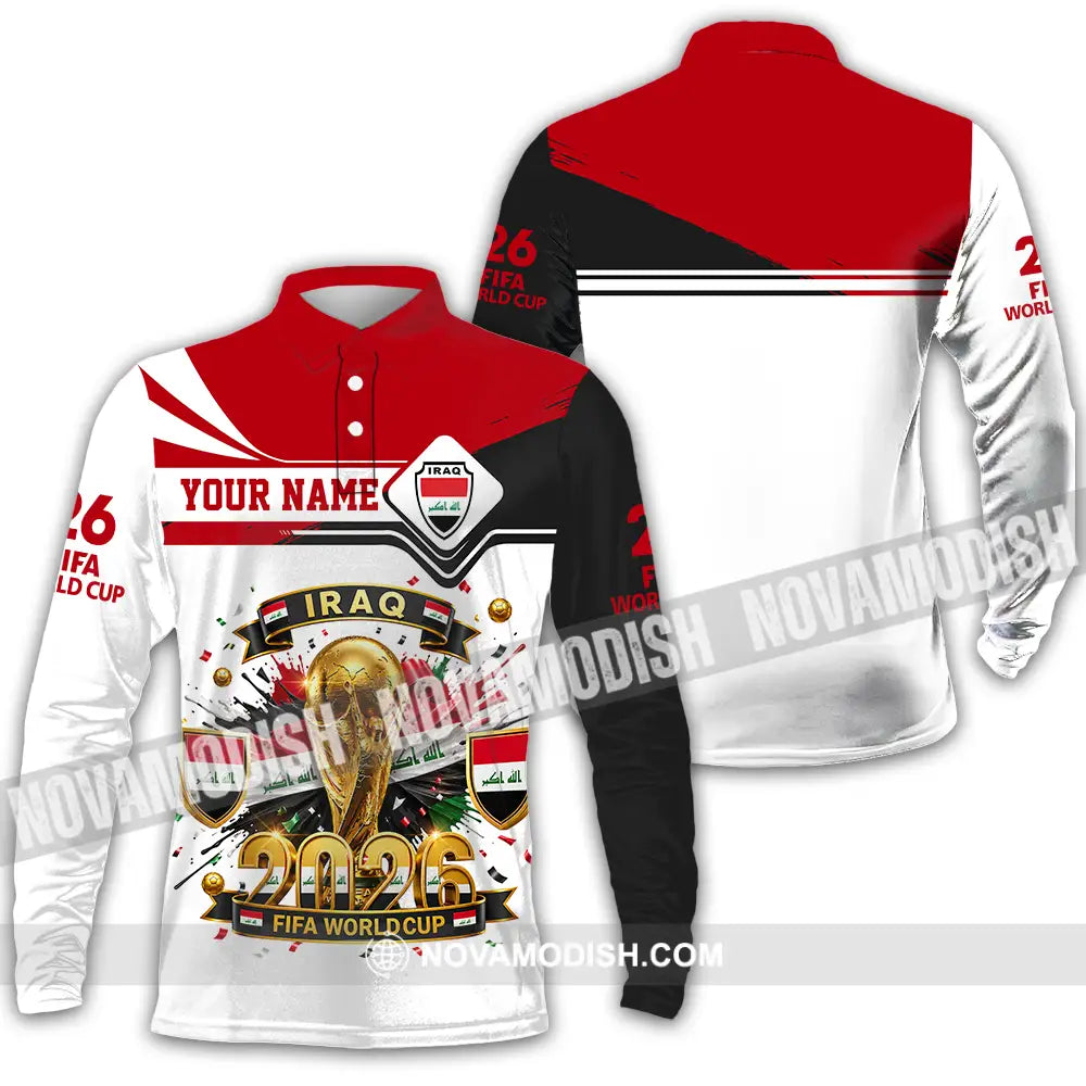 Unisex Shirt - Custom Iraq World Cup 2026 3D Shirt - Long Sleeve Polo / S - T-shirt