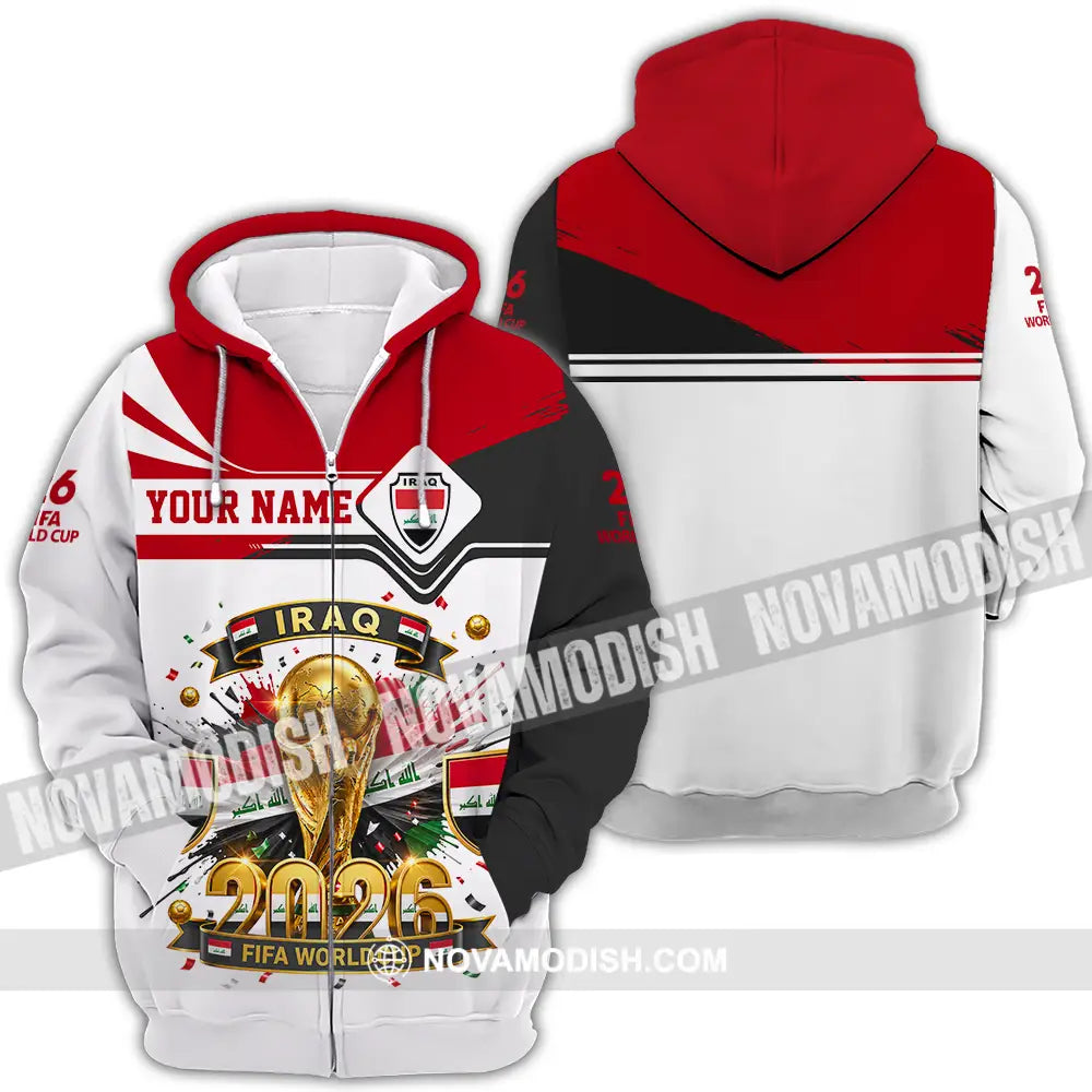 Unisex Shirt - Custom Iraq World Cup 2026 3D Shirt - Zipper Hoodie / S - T-shirt