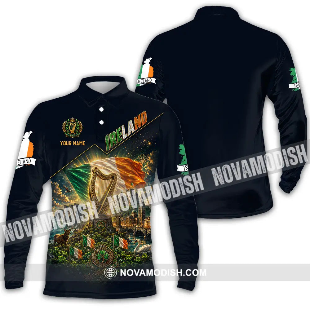 Unisex Shirt - Custom Ireland Shirt - Long Sleeve Polo / S - T-shirt