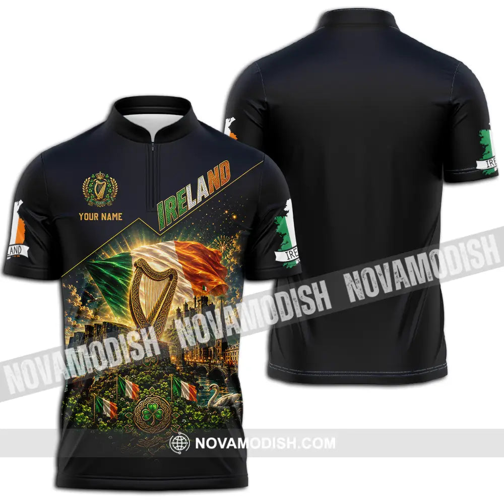 Unisex Shirt - Custom Ireland Shirt - Zipper Polo Shirt / S - T-shirt