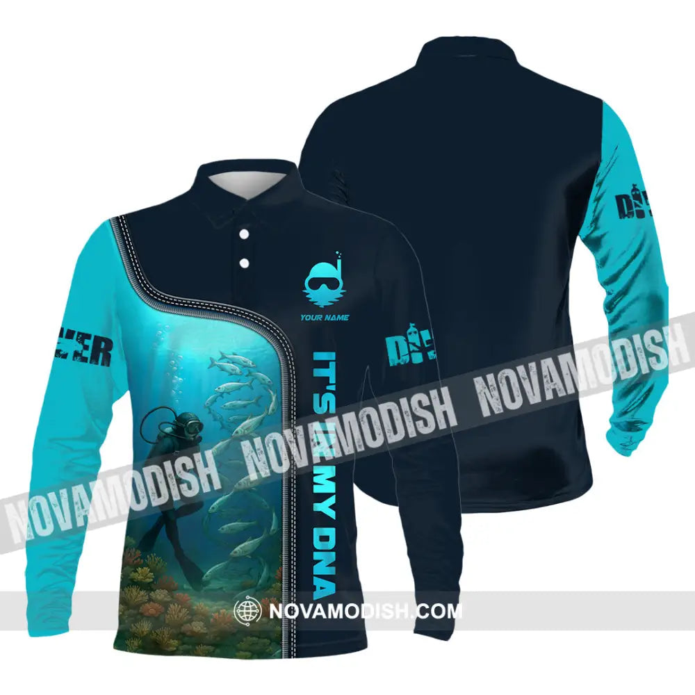 Unisex Shirt - Custom It Is In My DNA Shirt For Diver Long Sleeve Polo / S T-shirt
