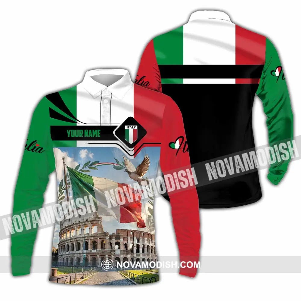 Unisex Shirt - Custom Italy 3D Shirt - Long Sleeve Polo / S - T-shirt