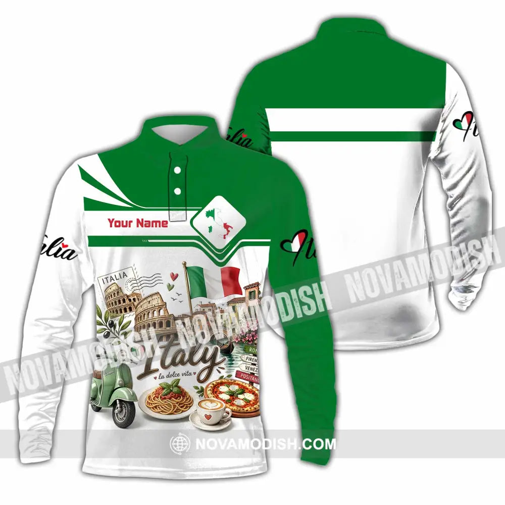 Unisex Shirt - Custom Italy Shirt - Long Sleeve Polo / S - T-shirt