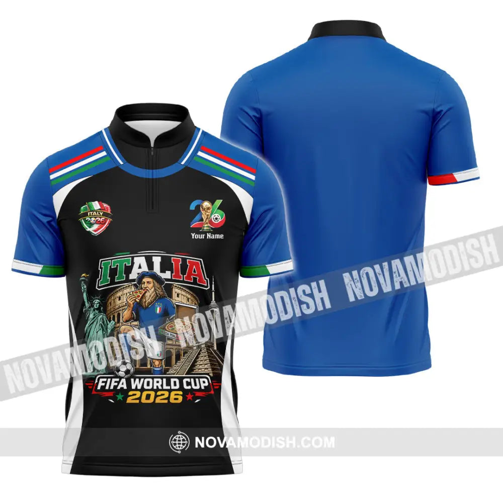 Unisex Shirt - Custom Italy World Cup 2026 Shirt - Zipper Polo Shirt / S - T-shirt