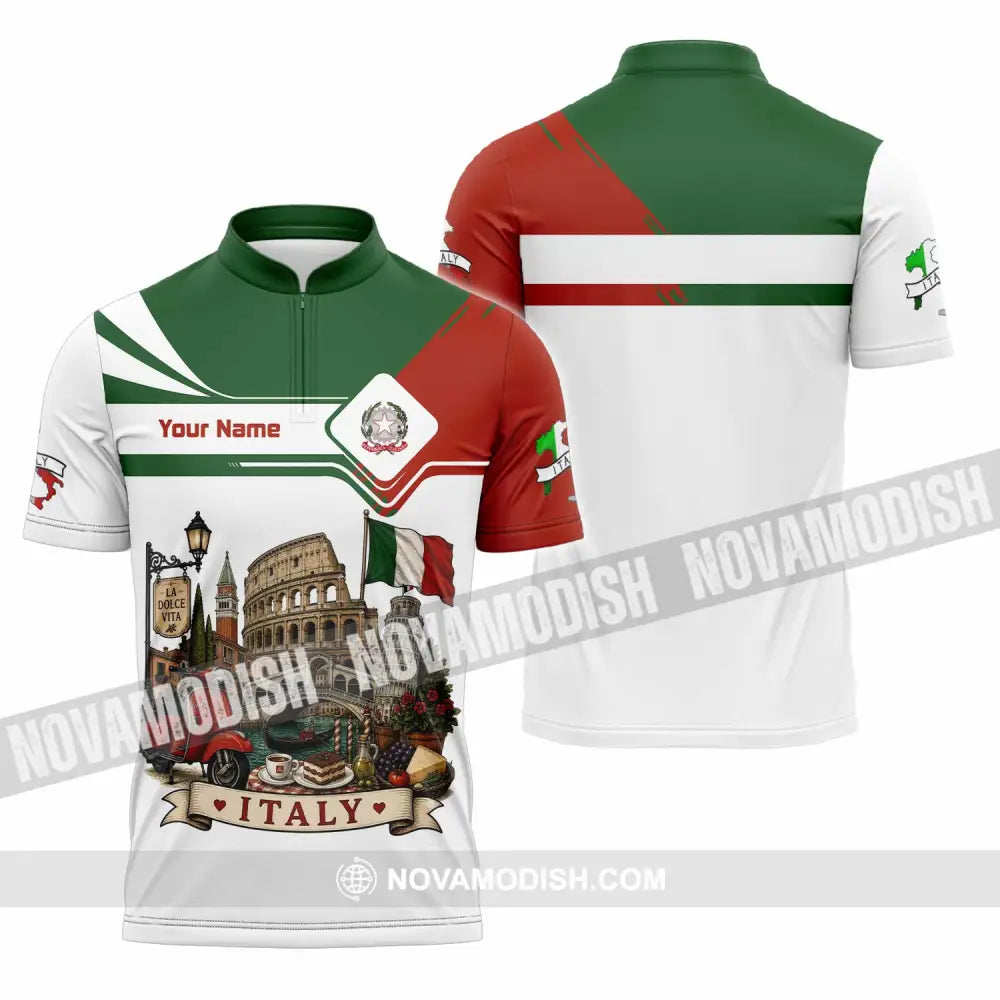 Unisex Shirt - Custom Italy Shirt - Zipper Polo Shirt / S - T-shirt