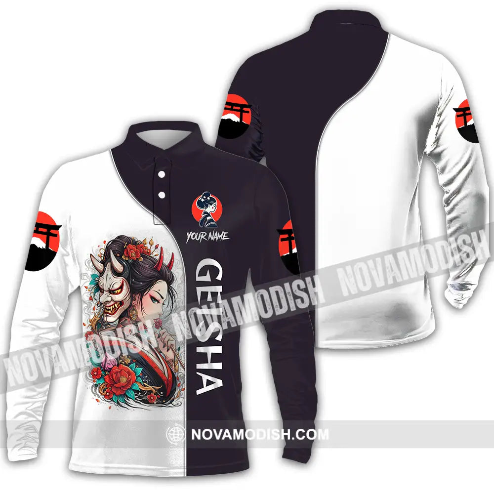 Unisex Shirt - Custom Japan Geisha3D Shirt Long Sleeve Polo / S T-shirt