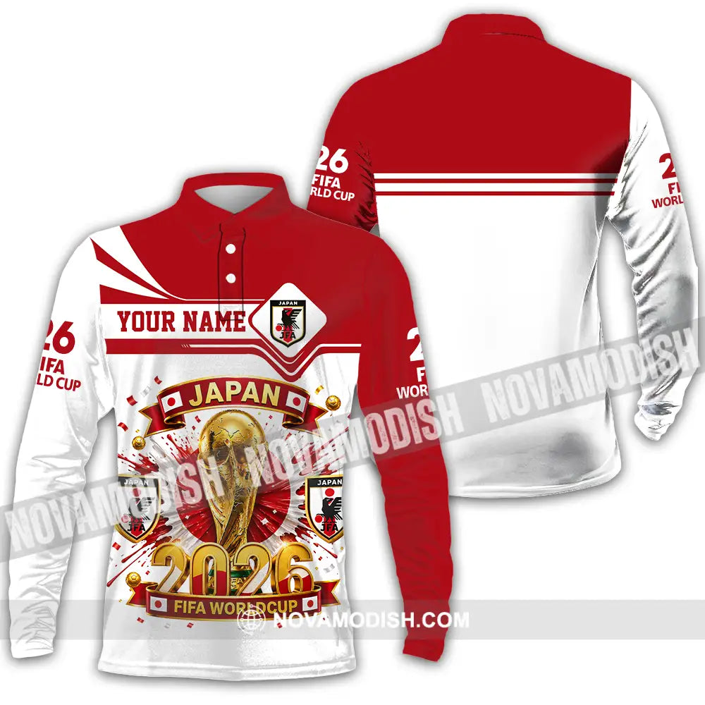 Unisex Shirt - Custom Japan World Cup 2026 3D Shirt - Long Sleeve Polo / S - T-shirt