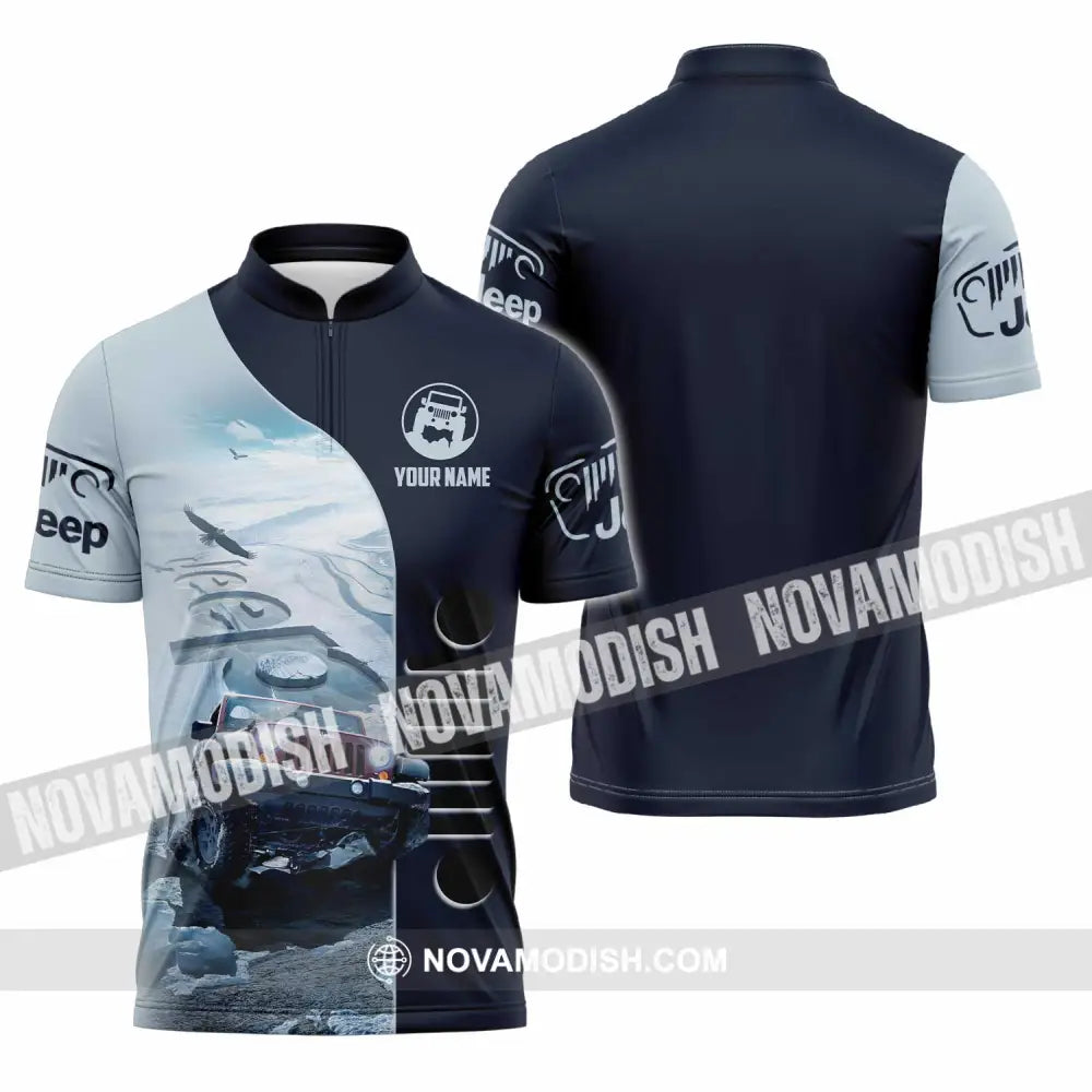 Unisex Shirt - Custom Jeep Car Sport Shirt Zipper Polo Shirt / S T-shirt