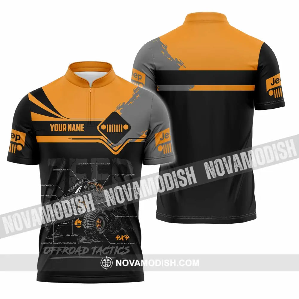 Unisex Shirt - Custom Jeep Offroad Tactics 3D Shirt Zipper Polo Shirt / S T-shirt