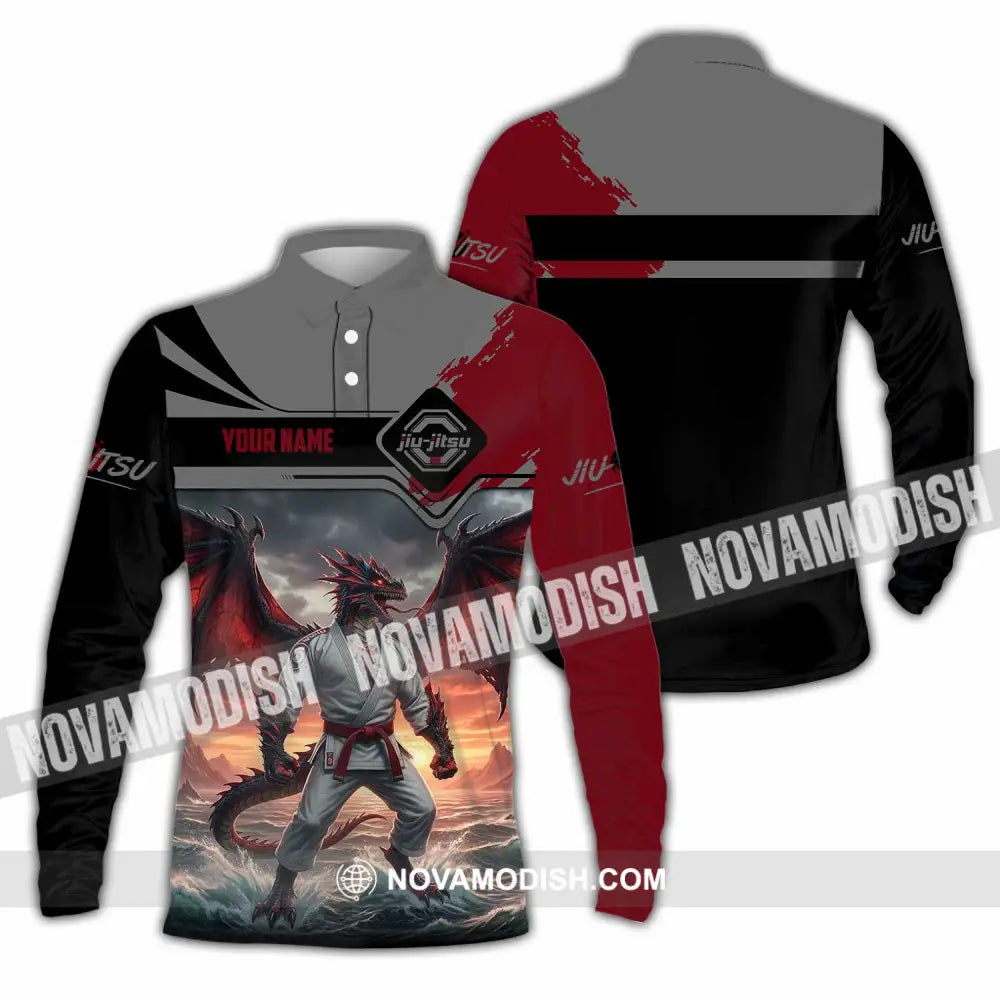 Unisex Shirt - Custom Jiu Jitsu 3D Shirt Long Sleeve Polo / S T-shirt