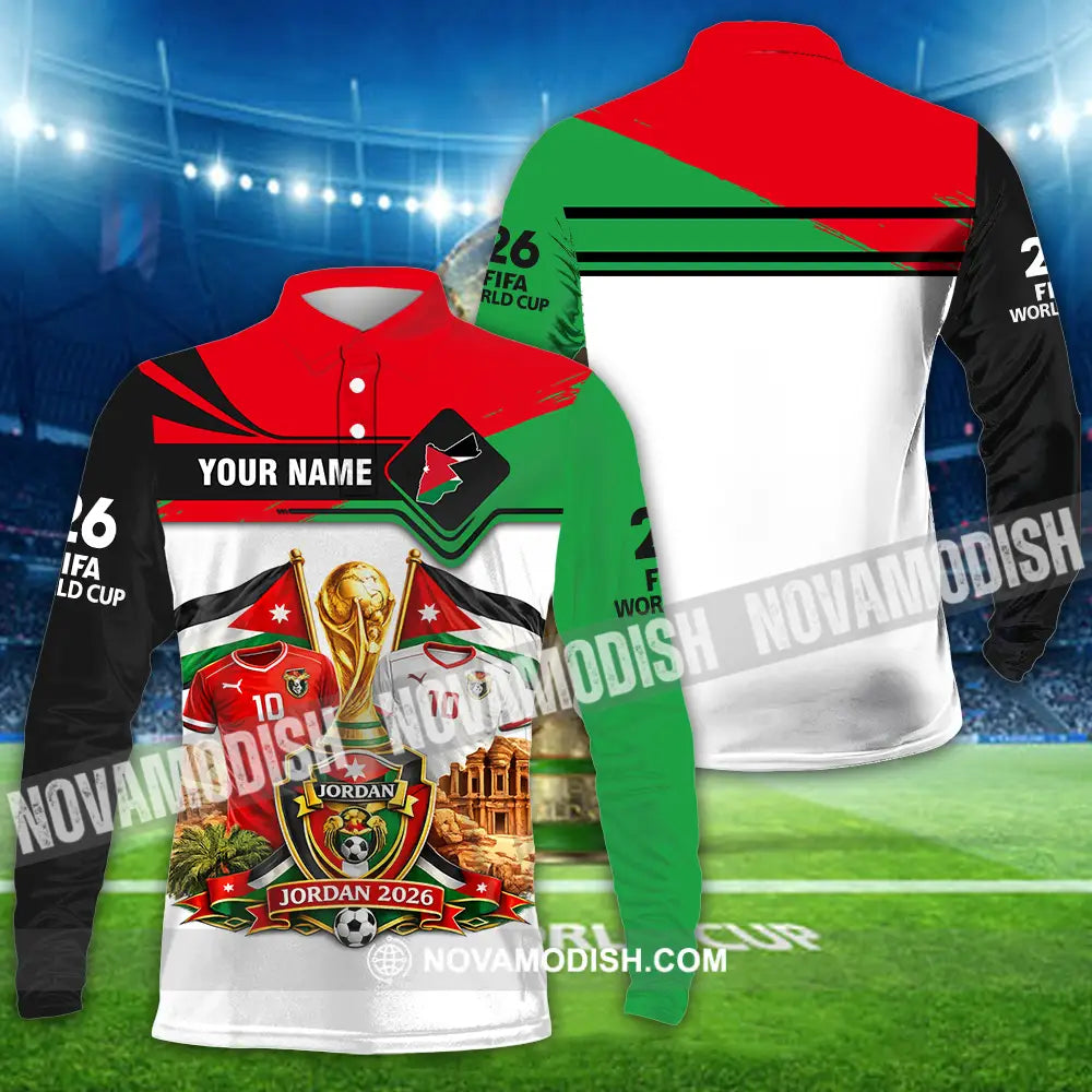 Unisex Shirt - Custom Jordan World Cup 2026 3D Shirt - Long Sleeve Polo / S - T-shirt