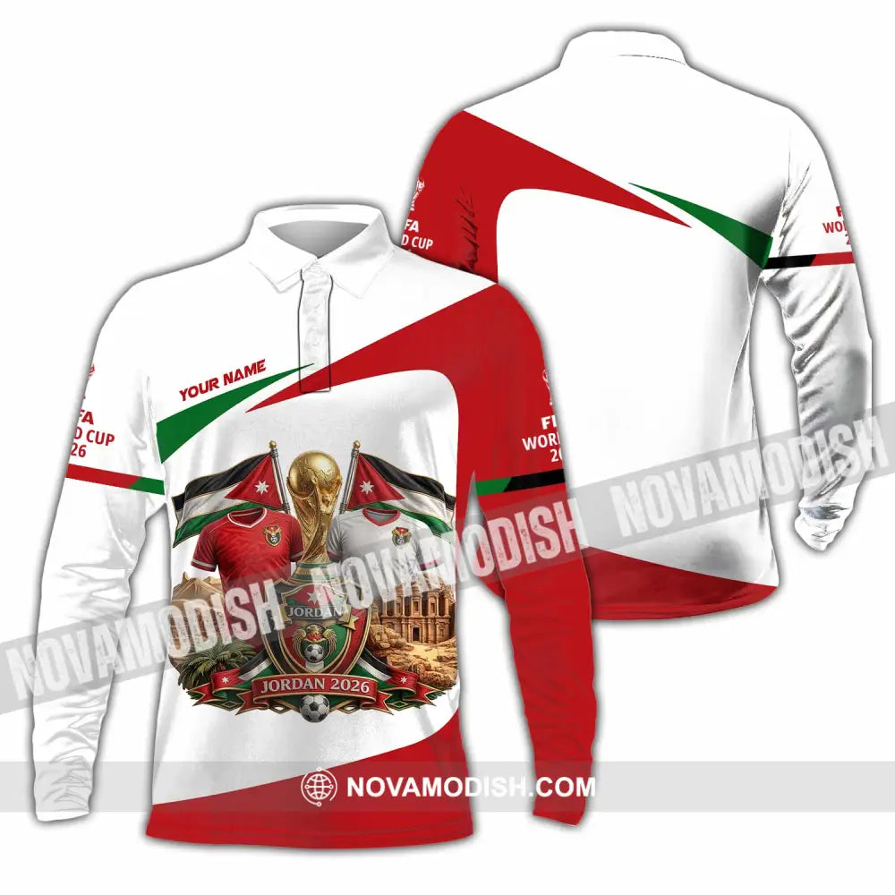Unisex Shirt - Custom Jordan World Cup 2026 3D Shirt - Long Sleeve Polo / S - T-shirt