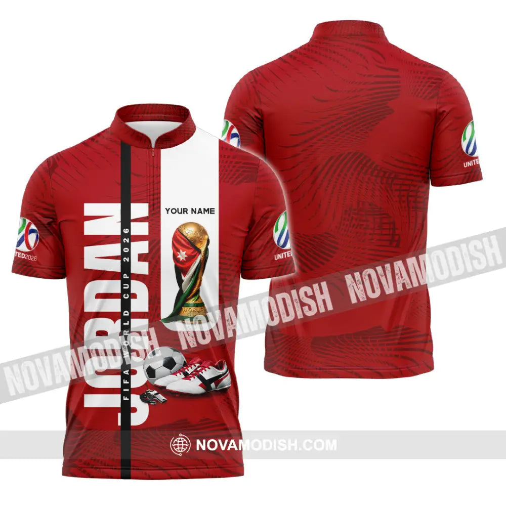 Unisex Shirt - Custom Jordan World Cup 2026 3D Shirt Zipper Polo Shirt / S T-shirt