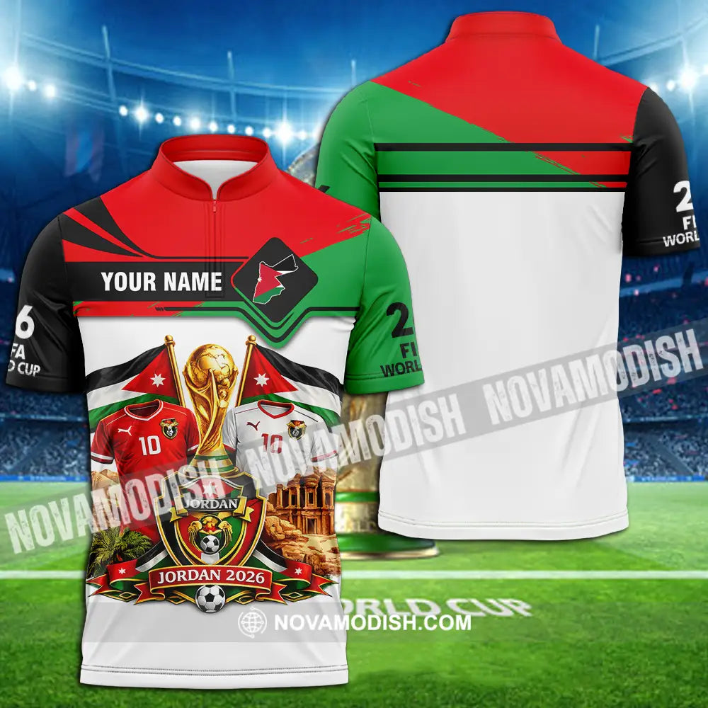 Unisex Shirt - Custom Jordan World Cup 2026 3D Shirt - Zipper Polo Shirt / S - T-shirt