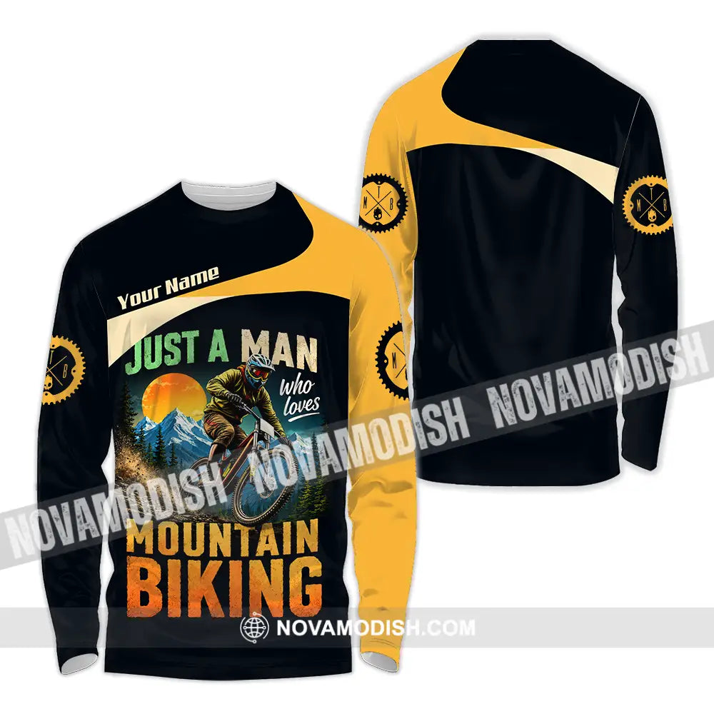Unisex Shirt - Custom Just A Man Mountain Biking Shirt - Long Sleeve Shirt / S - T-shirt