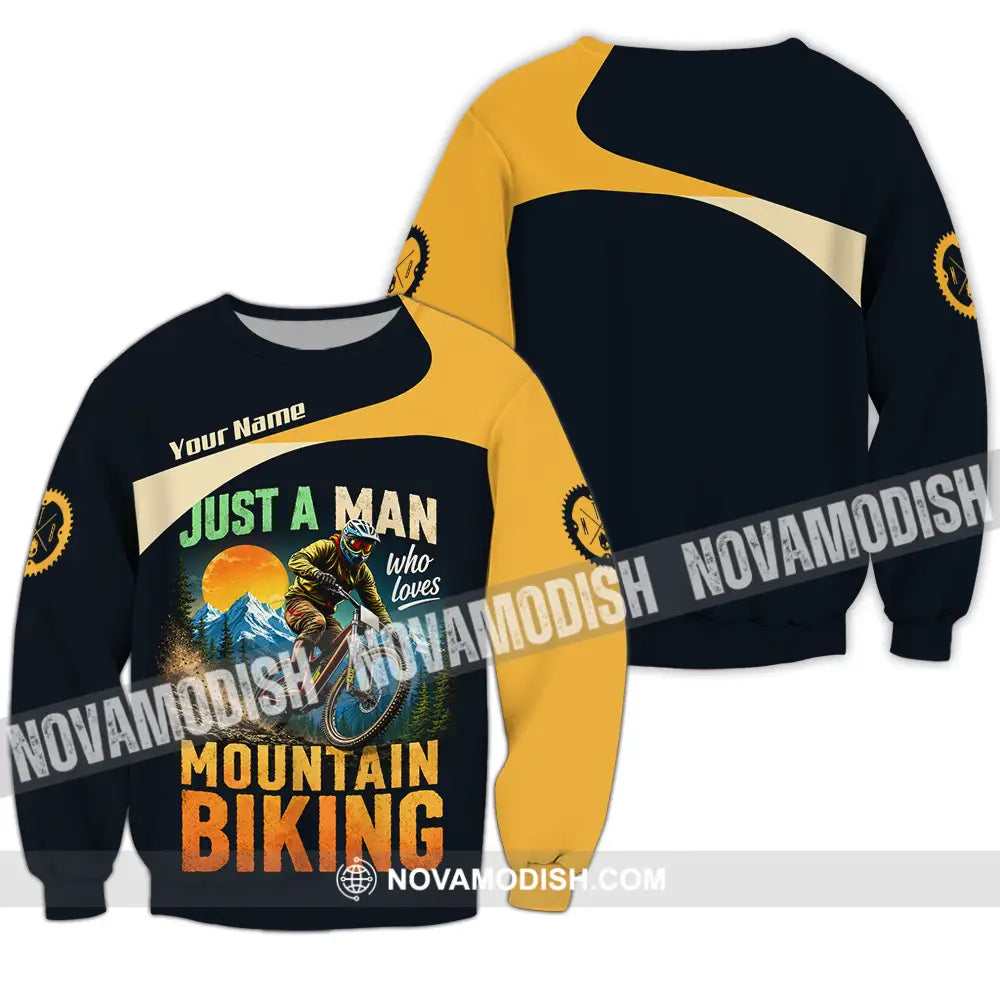 Unisex Shirt - Custom Just A Man Mountain Biking Shirt - Long Sleeve / S - T-shirt