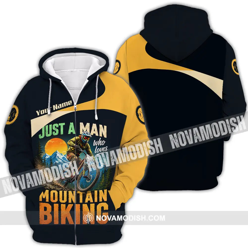 Unisex Shirt - Custom Just A Man Mountain Biking Shirt - Zipper Hoodie / S - T-shirt