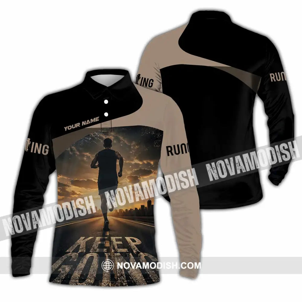 Unisex Shirt - Custom Keep Going Running Shirt - Long Sleeve Polo / S - T-shirt
