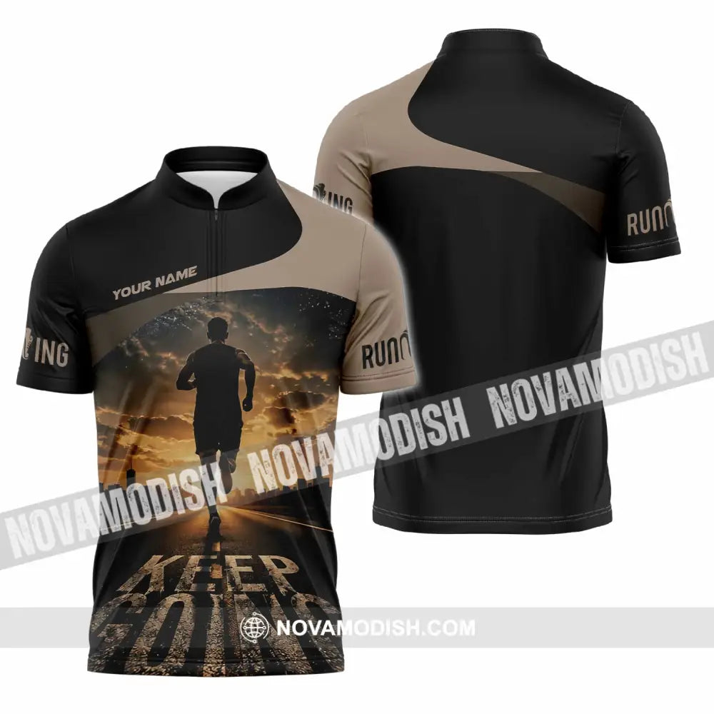 Unisex Shirt - Custom Keep Going Running Shirt - Zipper Polo Shirt / S - T-shirt