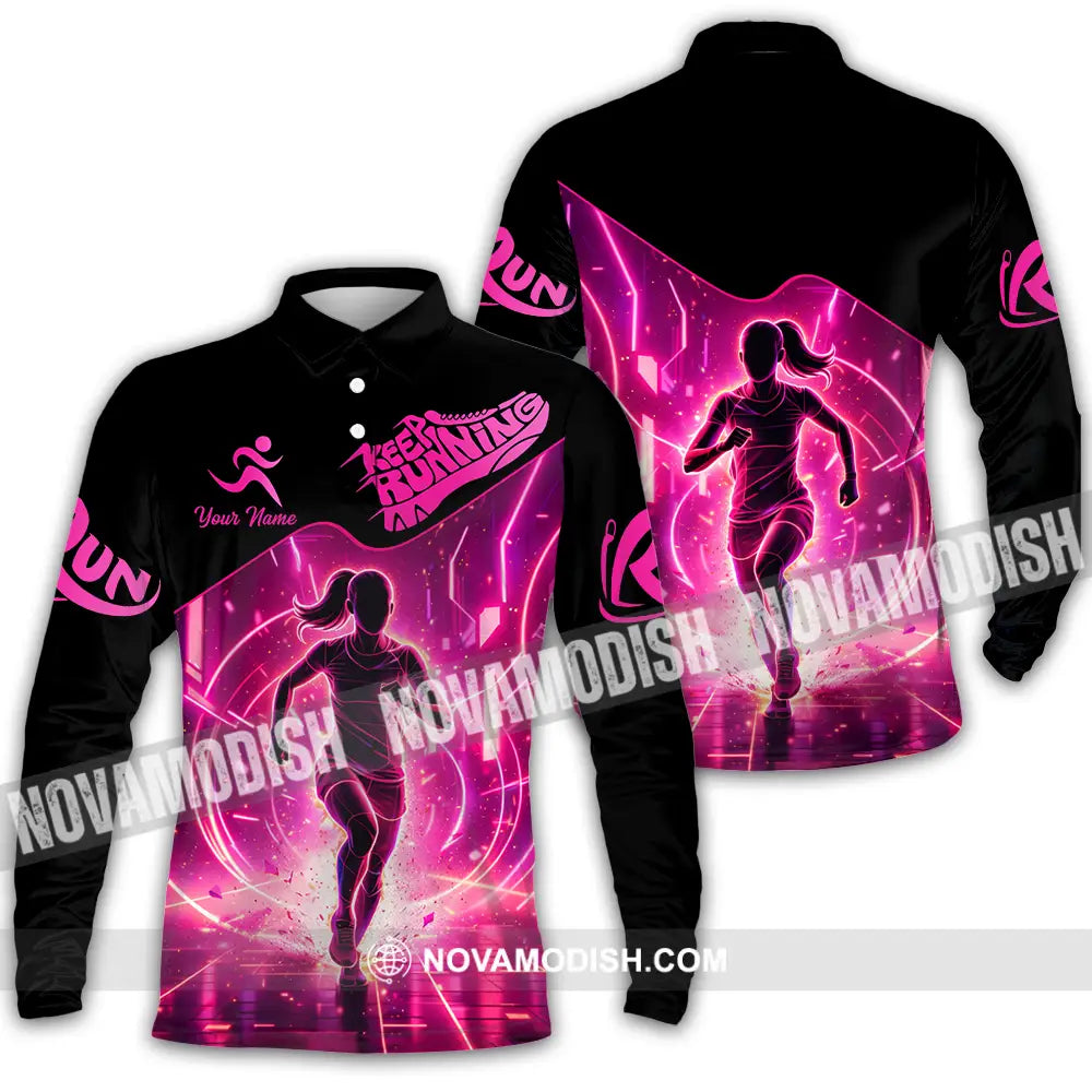 Unisex Shirt - Custom Keep Running 3D Shirt - Long Sleeve Polo / S - T-shirt
