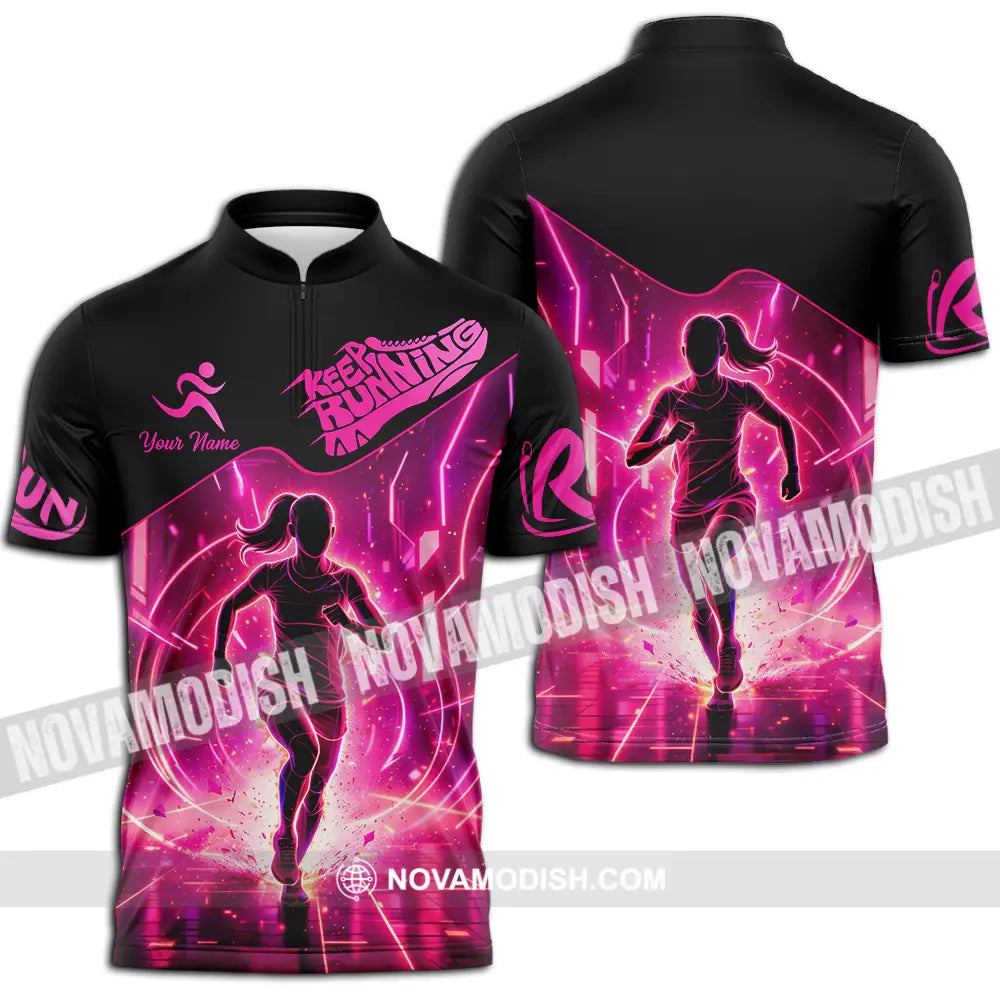 Unisex Shirt - Custom Keep Running 3D Shirt - Zipper Polo Shirt / S - T-shirt