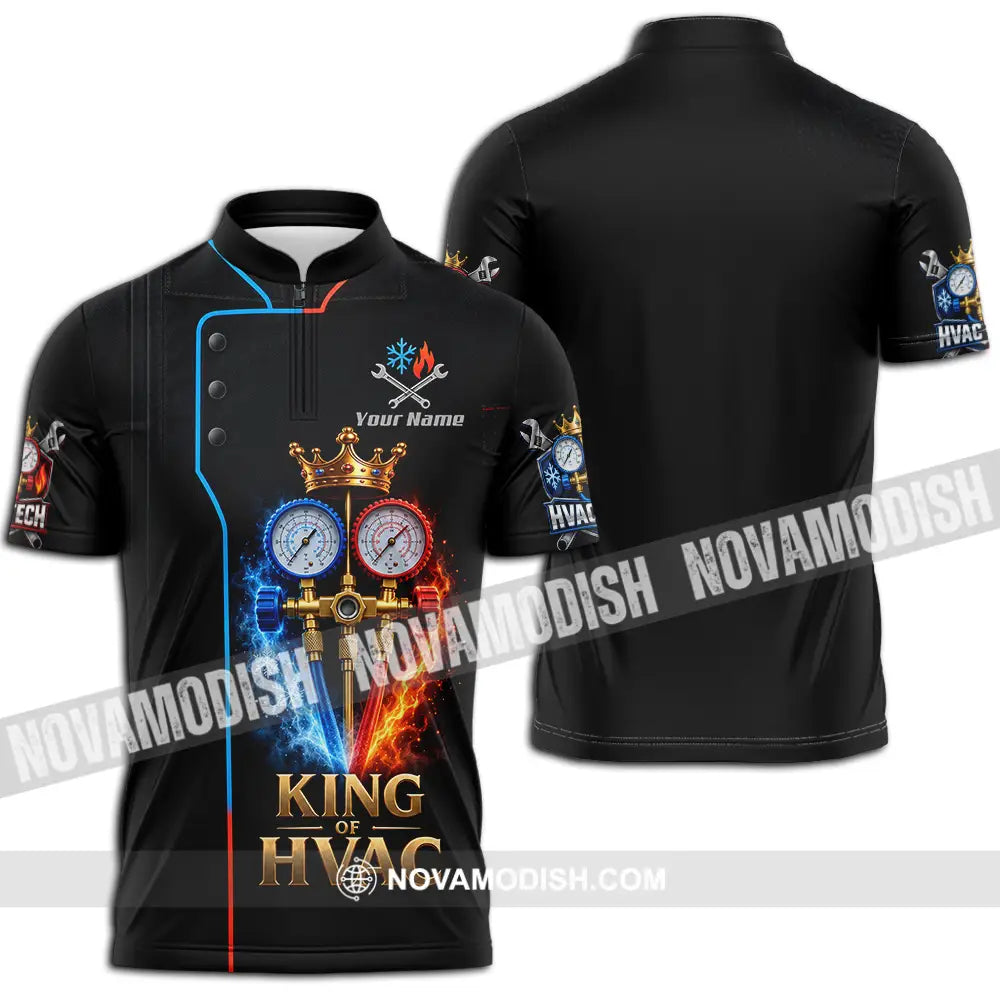 Unisex Shirt - Custom King Of HVAC Shirt - Zipper Polo Shirt / S - T-shirt