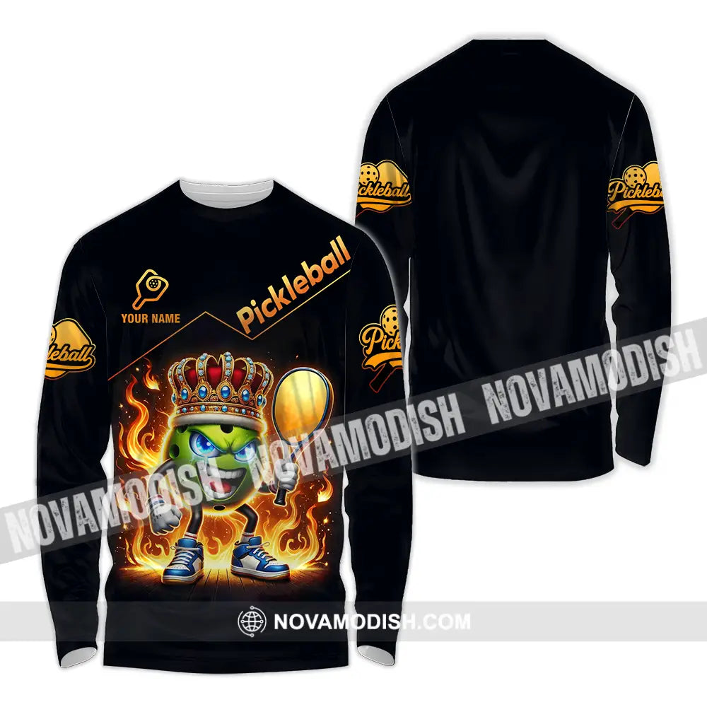 Unisex Shirt - Custom King Of Pickleball Fire Pickleball Shirt Long Sleeve Shirt / S T-shirt