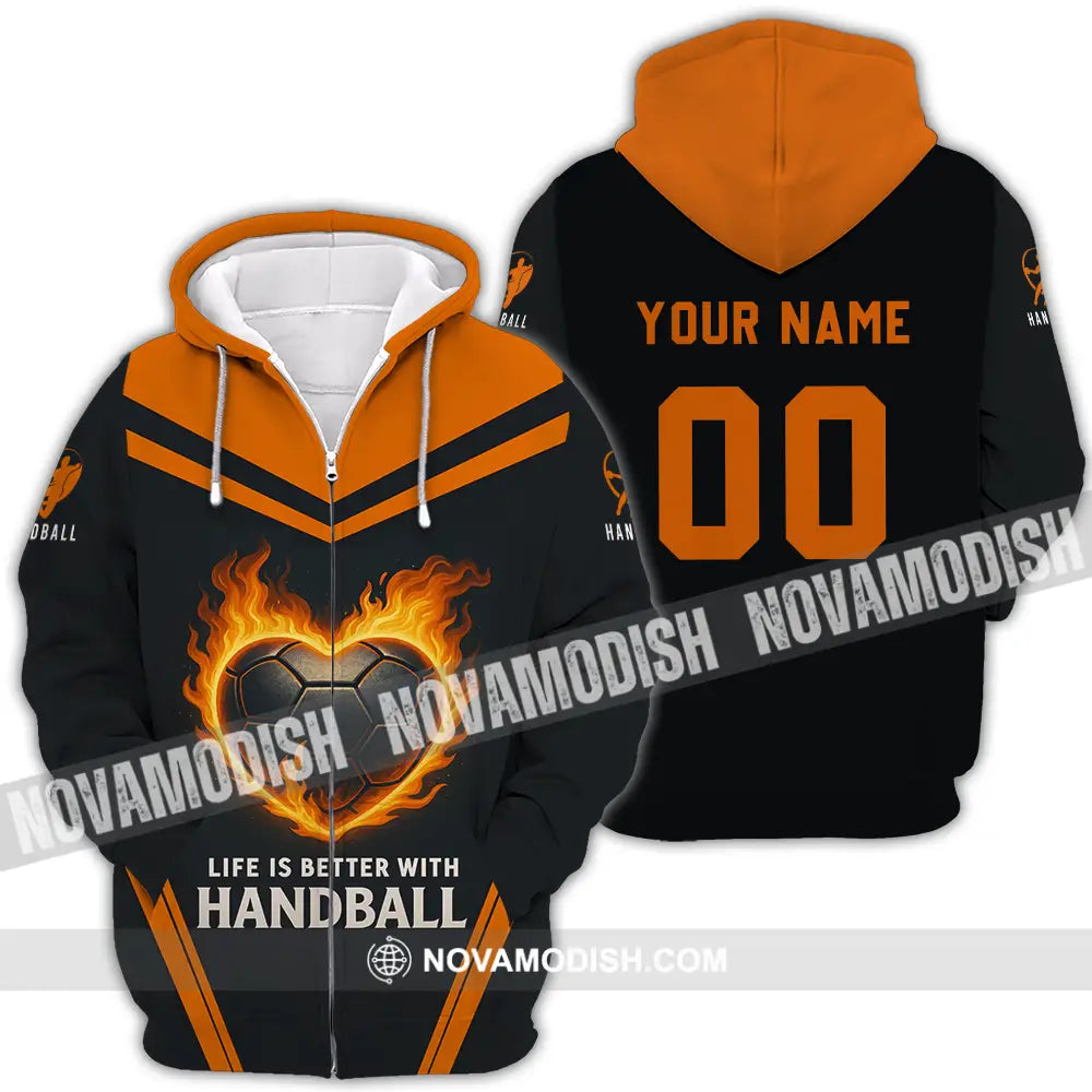 Unisex Shirt - Custom Life Is Better With Handball Shirt Zipper Hoodie / S T-shirt