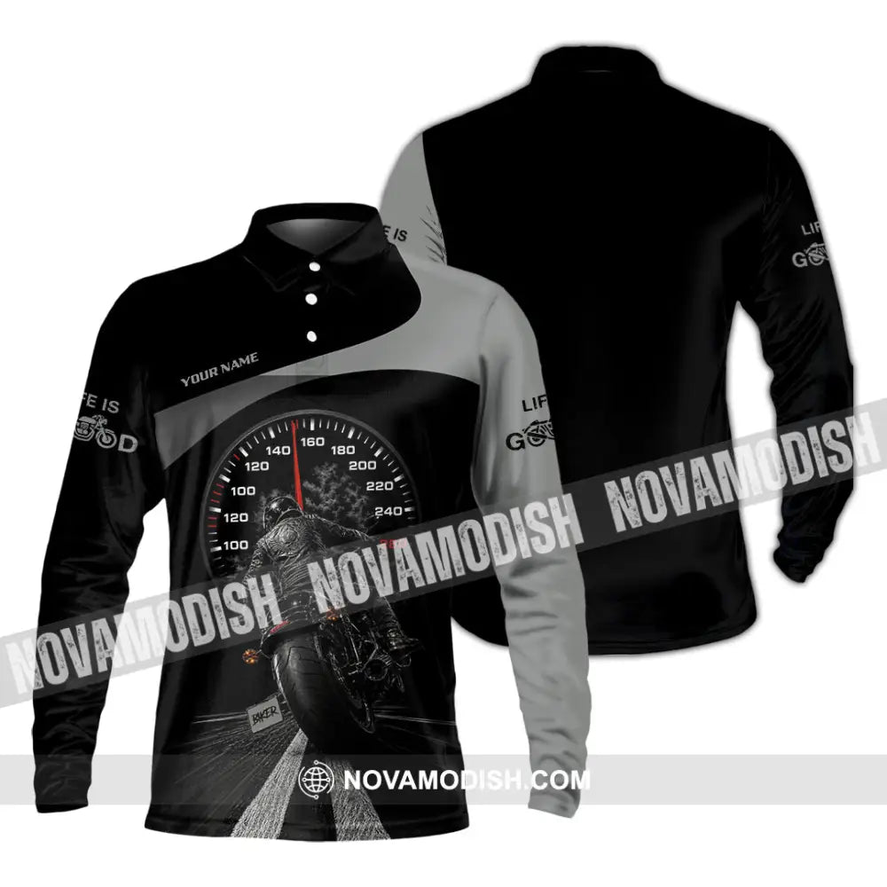 Unisex Shirt - Custom Life Is Good Biker Shirt - Long Sleeve Polo / S - T-shirt