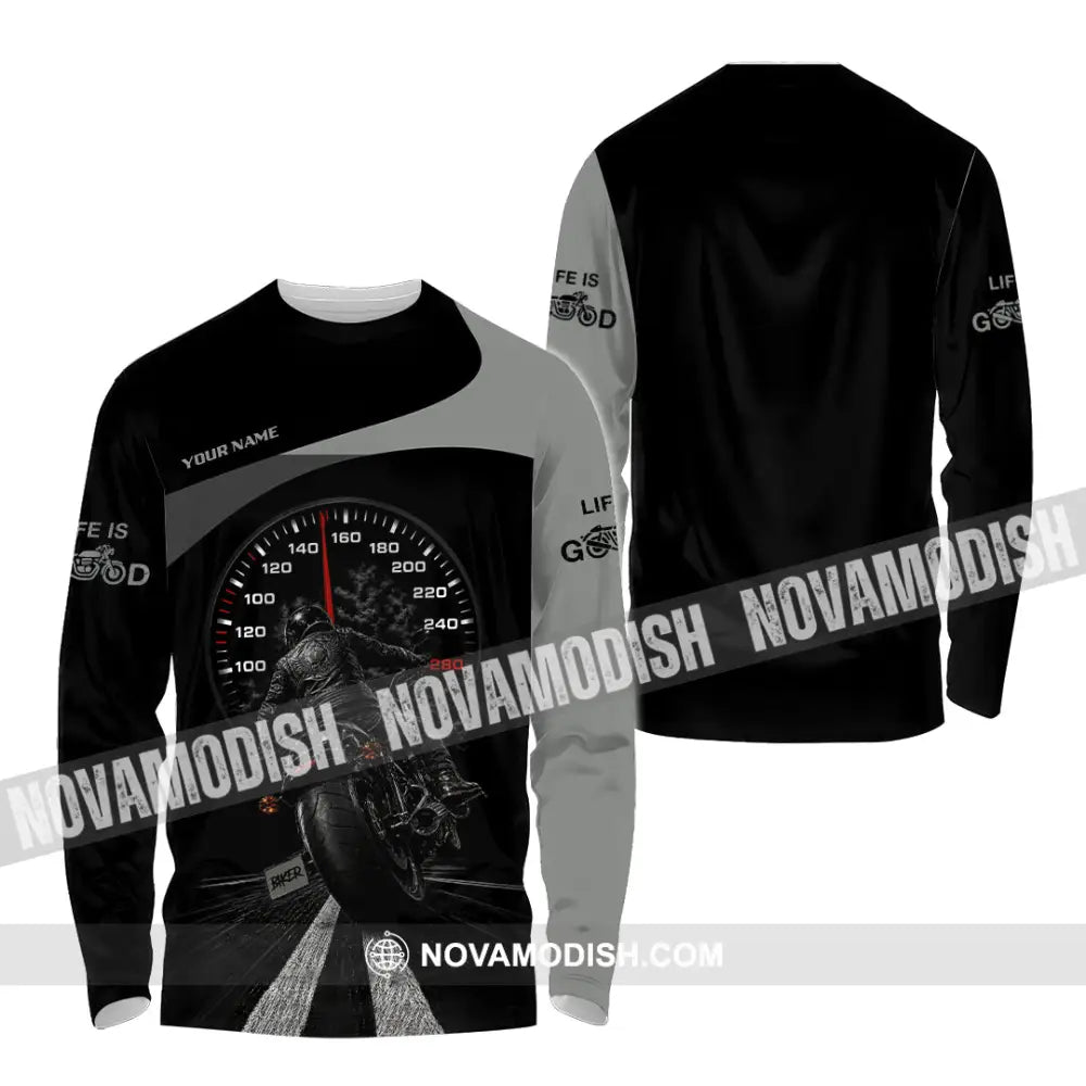 Unisex Shirt - Custom Life Is Good Biker Shirt - Long Sleeve Shirt / S - T-shirt